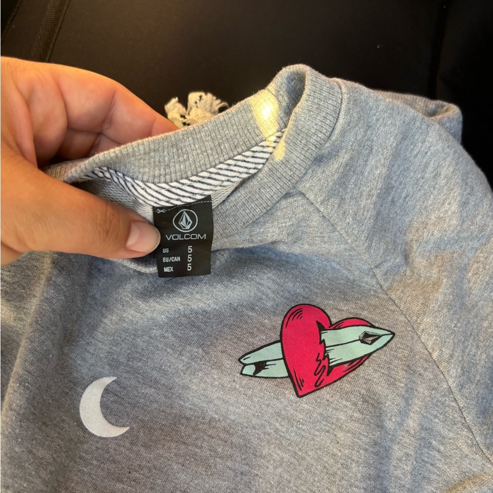 Volcom Gray Kids Matching Set with Red and Green Heart Design
